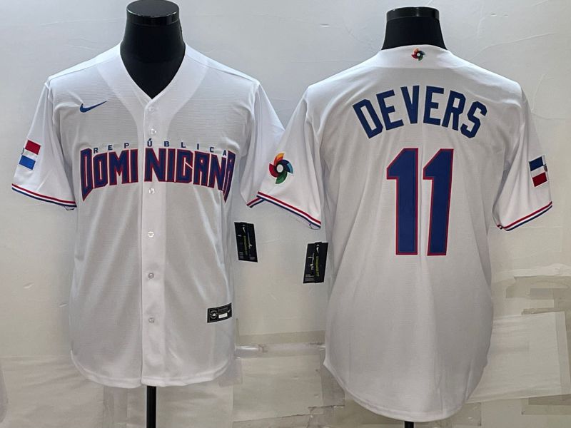 Men 2023 World Cub 11 Devers White Nike MLB Jersey6